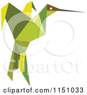 Clipart Of A Green Origami Hummingbird Royalty Free Vector Clipart by Vector Tradition SM