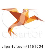 Clipart Of An Orange Origami Hummingbird Royalty Free Vector Clipart by Vector Tradition SM