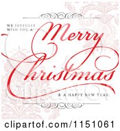 Poster, Art Print Of Merry Christmas Greeting Over Pastel Damask