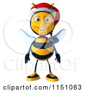 Clipart Of A 3d Christmas Bee Wearing A Santa Hat And Smiling Royalty Free CGI Illustration