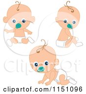 Poster, Art Print Of Cute Baby Boy With A Pacifier In Three Poses
