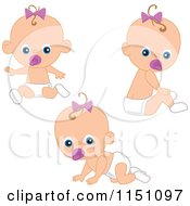 Poster, Art Print Of Cute Sitting Baby Girl With A Pacifier
