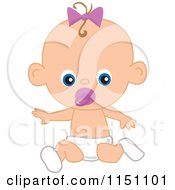 Poster, Art Print Of Cute Sitting Baby Girl With A Pacifier