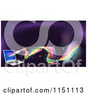 Clipart Of A Rainbow Wave Flowing From A Laptop Computer Royalty Free Vector Clipart