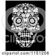 Black And White Ornate Floral Day Of The Dead Skull