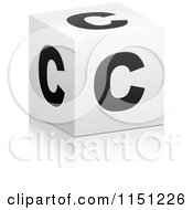 Clipart Of A 3d Black And White Letter C Cube Box Royalty Free Vector Clipart