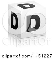 Clipart Of A 3d Black And White Letter D Cube Box Royalty Free Vector Clipart