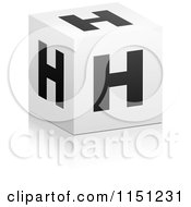 Clipart Of A 3d Black And White Letter H Cube Box Royalty Free Vector Clipart