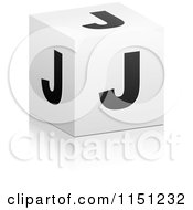 Clipart Of A 3d Black And White Letter J Cube Box Royalty Free Vector Clipart