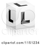 Clipart Of A 3d Black And White Letter L Cube Box Royalty Free Vector Clipart