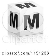 Poster, Art Print Of 3d Black And White Letter M Cube Box