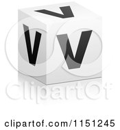 Clipart Of A 3d Black And White Letter V Cube Box Royalty Free Vector Clipart by Andrei Marincas
