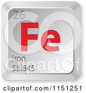 Poster, Art Print Of 3d Red And Silver Iron Chemical Element Keyboard Button