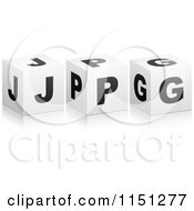 Clipart Of 3d Black And White Letter Cubes Spelling JPG Royalty Free Vector Clipart