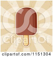 Cartoon Of A Fudge Popsicle Over Brown Grungy Rays Royalty Free Vector Clipart by Any Vector