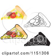Cartoon Of Slices Of Pizza Royalty Free Vector Clipart