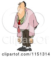 Cartoon Of A Grumpy Man In A Plaid Suit Royalty Free Clipart
