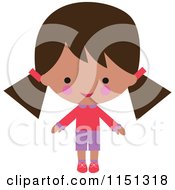 Cartoon Of A Happy Hispanic Girl Dressed In Pink And Purple Royalty Free Illustration