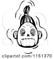 Cartoon Clipart Of A Black And White Zombie Head Vector Outlined Coloring Page