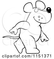 Cartoon Clipart Of A Black And White Walking Rat Vector Outlined Coloring Page