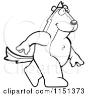 Cartoon Clipart Of A Black And White Happy Walking Skunk Vector Outlined Coloring Page