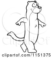 Poster, Art Print Of Black And White Happy Weasel Walking