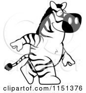 Cartoon Clipart Of A Black And White Zebra Walking Upright Vector Outlined Coloring Page