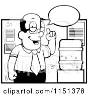 Cartoon Clipart Of A Black And White Businessman Talking By A Water Cooler Vector Outlined Coloring Page