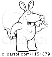 Black And White Friendly Aardvark Standing And Waving