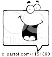 Poster, Art Print Of Black And White Happy Word Balloon Face