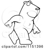 Cartoon Clipart Of A Black And White Walking Groundhog Vector Outlined Coloring Page by Cory Thoman