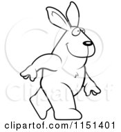 Cartoon Clipart Of A Black And White Walking Rabbit Vector Outlined Coloring Page