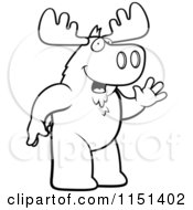 Poster, Art Print Of Black And White Friendly Moose Standing And Waving