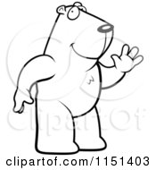 Cartoon Clipart Of A Black And White Friendly Groundhog Standing Upright And Waving Vector Outlined Coloring Page by Cory Thoman