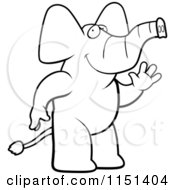 Poster, Art Print Of Black And White Friendly Elephant Standing And Waving