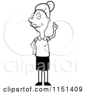 Cartoon Clipart Of A Black And White Woman With An Idea Vector Outlined Coloring Page