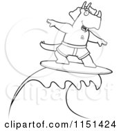 Poster, Art Print Of Black And White Surfing Triceratops