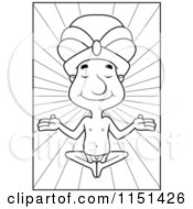 Cartoon Clipart Of A Black And White Swami Man Meditating Vector Outlined Coloring Page