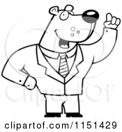 Poster, Art Print Of Black And White Waving Bear Businessman