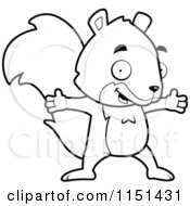 Poster, Art Print Of Black And White Happy Squirrel With Open Arms