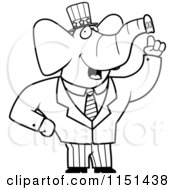 Cartoon Clipart Of A Black And White American Elephant Politician Vector Outlined Coloring Page by Cory Thoman