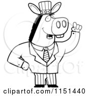 Cartoon Clipart Of A Black And White American Donkey Politician Vector Outlined Coloring Page by Cory Thoman