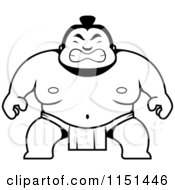 Poster, Art Print Of Black And White Sumo Guy Crouching