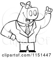 Poster, Art Print Of Black And White Business Pig With An Idea