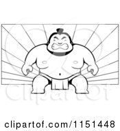 Poster, Art Print Of Black And White Tough Sumo Wrestler On A Ray Background
