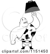 Cartoon Clipart Of A Black And White Strong Man Holding Up An Anvil Vector Outlined Coloring Page by Cory Thoman