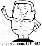 Poster, Art Print Of Black And White Chubby Businessman Holding Up A Finger