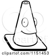 Cartoon Clipart Of A Black And White Traffic Cone Character Vector Outlined Coloring Page by Cory Thoman