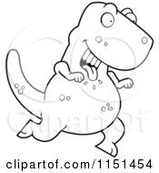 Poster, Art Print Of Black And White Hungry Tyrannosaurus Running With His Tongue Hanging Out