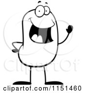 Cartoon Clipart Of A Black And White Waving Thing Vector Outlined Coloring Page